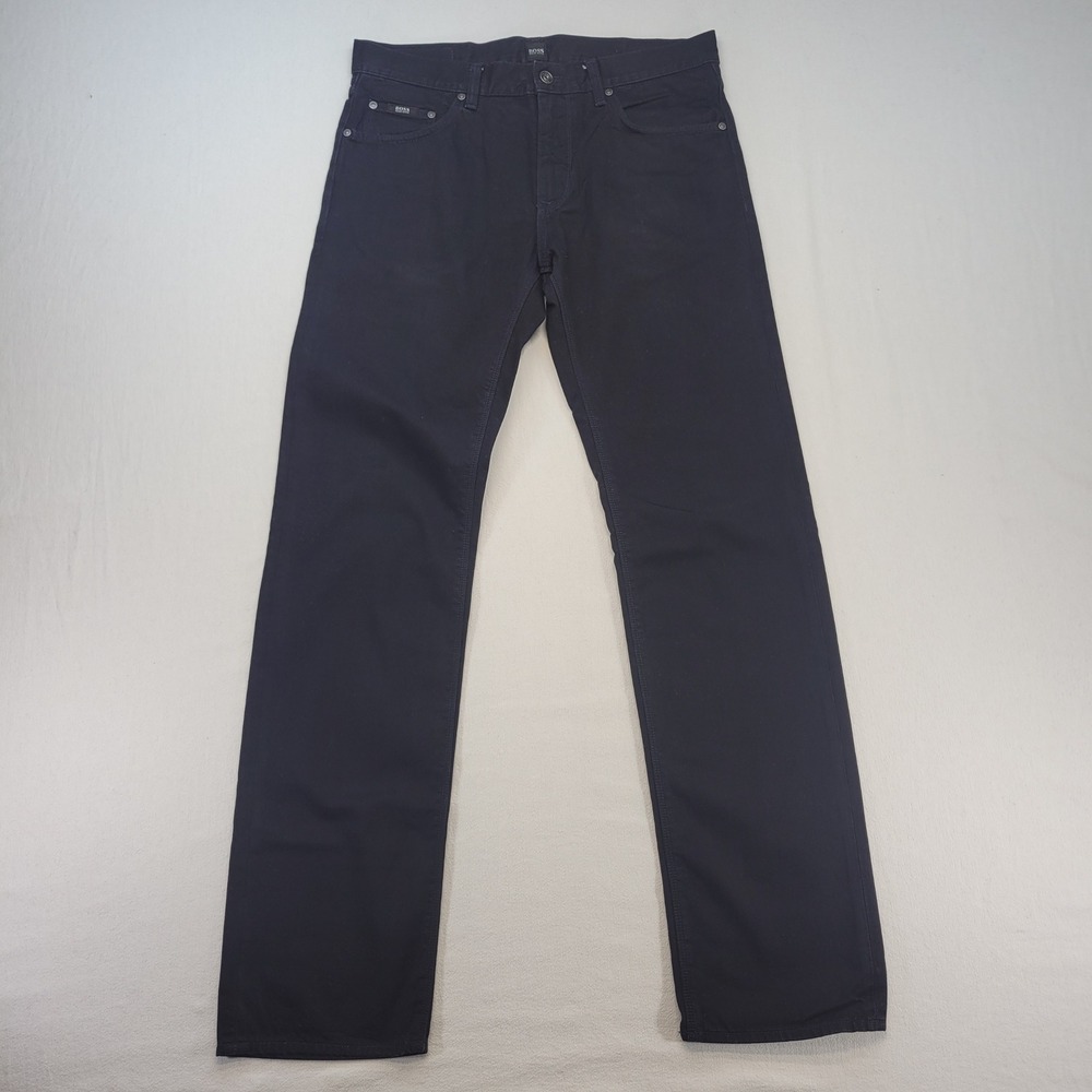 Hugo Boss Jeans Mens 33x34 Black Maine Straight Leg Cotton Blend Casual Denim